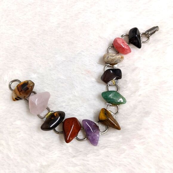 Vintage 1960's Various Semi Precious Polished Stone Bracelet - Picture 1 of 5